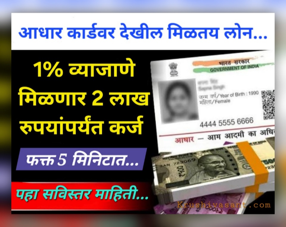 1000 loan on aadhar card काय सांगता! आधार कार्डवर देखील मिळतय लोन, 1% व्याजाणे मिळेल 2 लाख रुपये