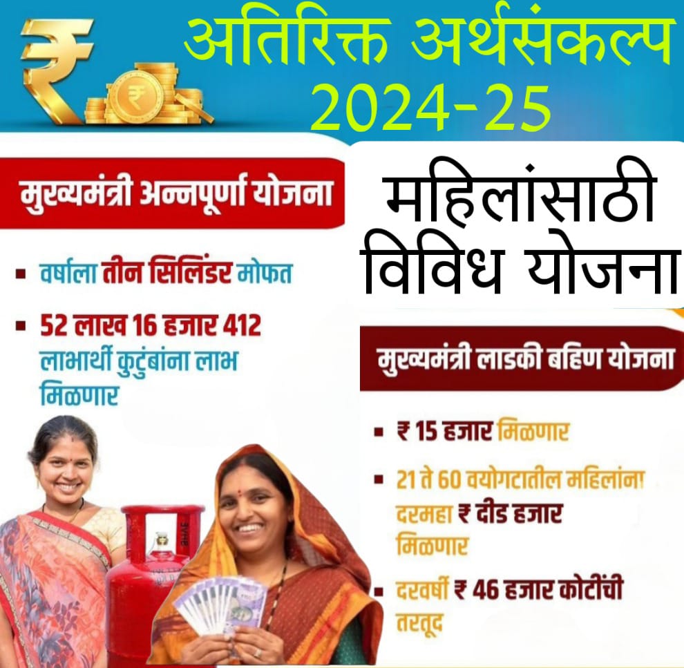 Govt schemes for women अतिरिक्त अर्थसंकल्प २०२४-२५ महिलांसाठी विविध योजना