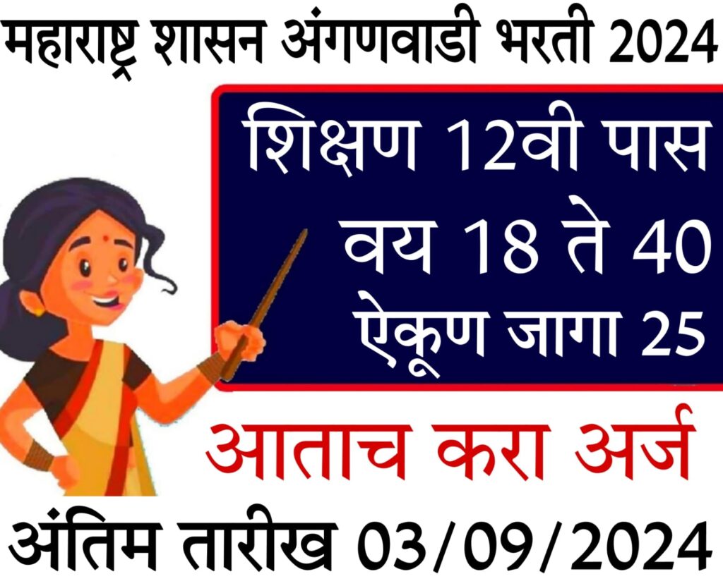 anganwadi bharti महाराष्ट्र शासन महिला व बालविकास विभाग भरती 2024